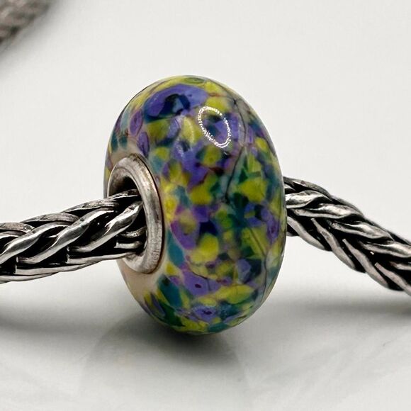 TROLLBEADS Authentic TrollStone LAA 925S Yellow Purple Green Blue Confetti - Picture 12 of 13